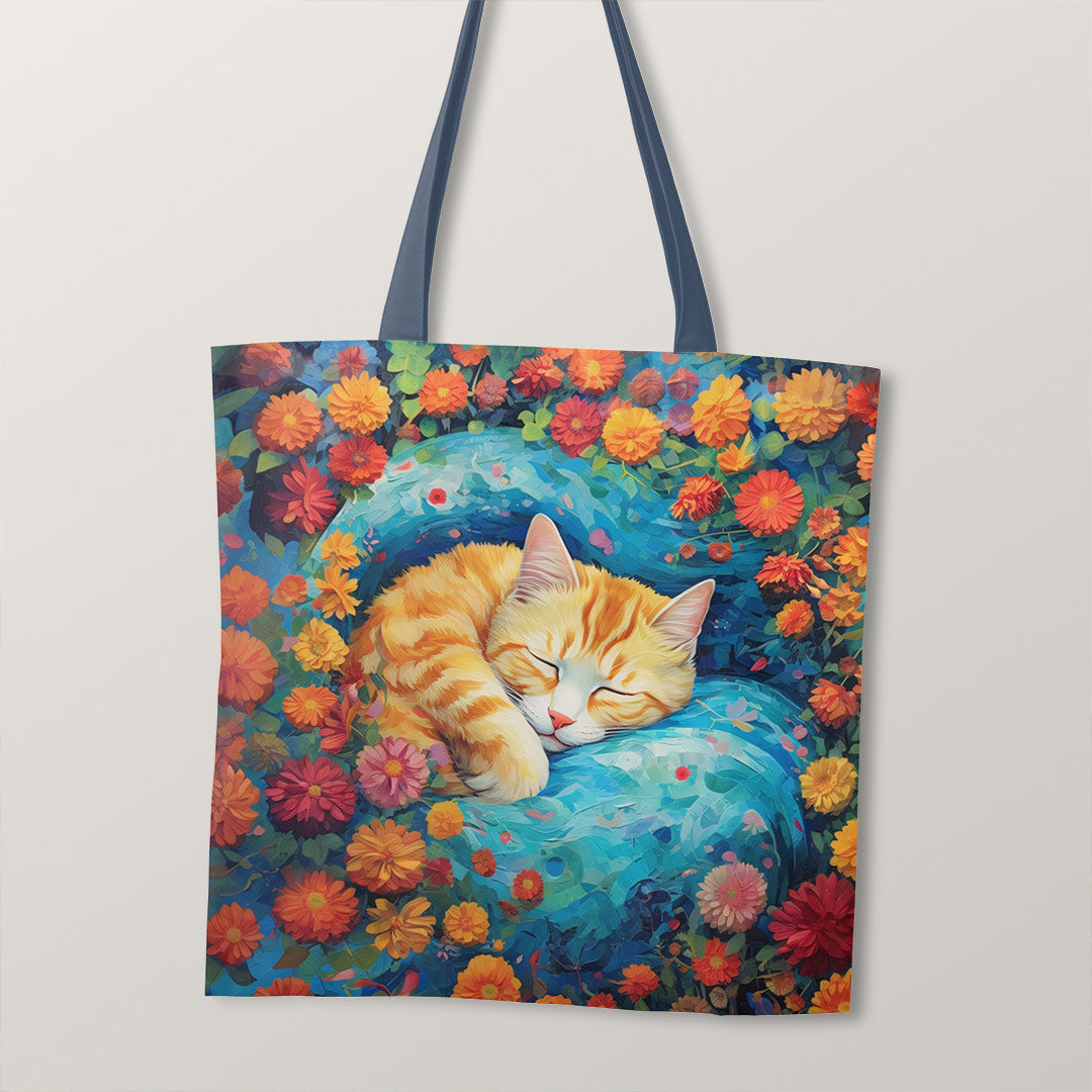 TOTE Cat and Flowers Fabric Bag Panel TP-64