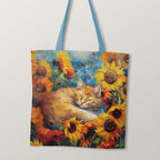 TOTE Cat and Sunflowers Fabric Bag Panel TP-65