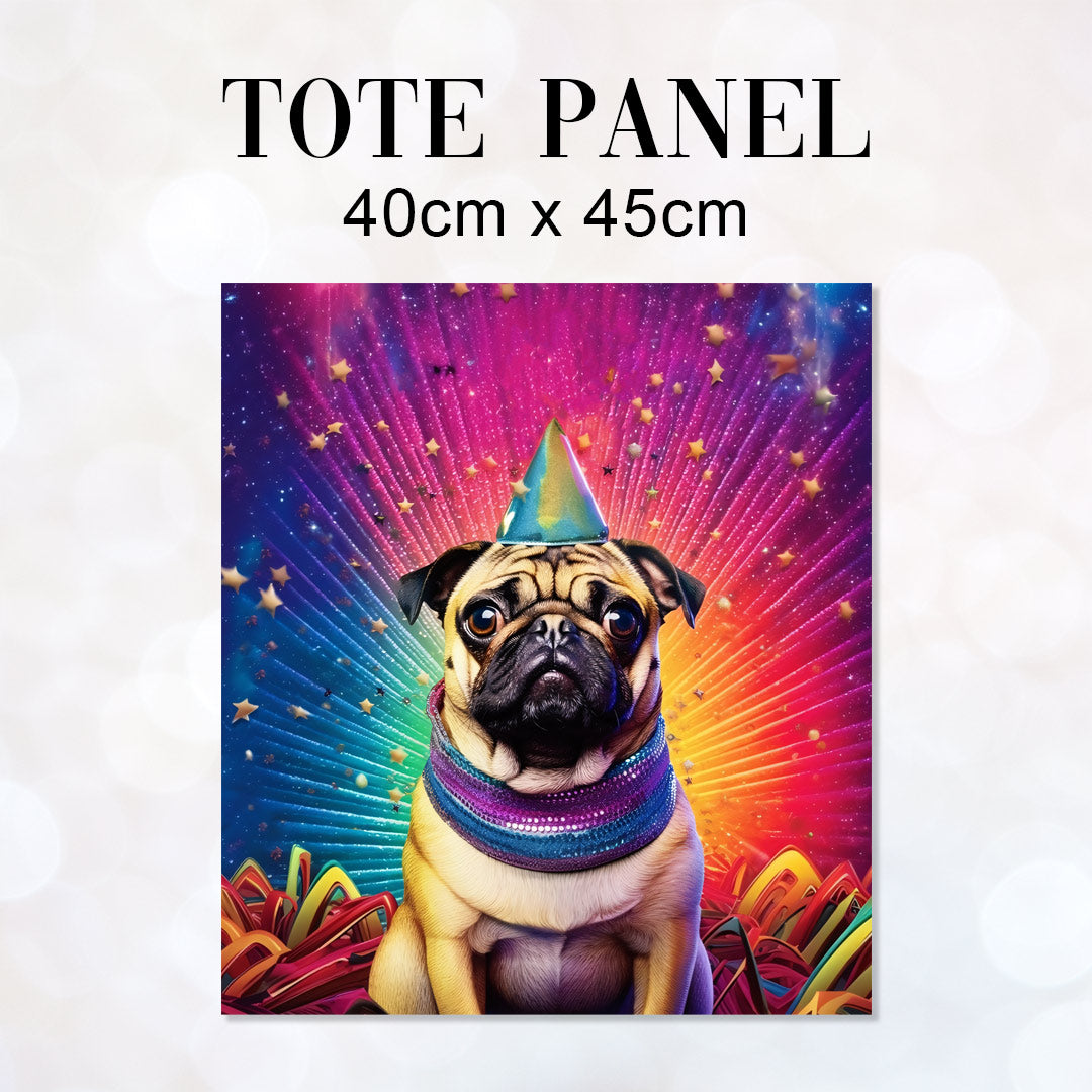 TOTE Celebrations Pug Watercolour Fabric Bag Panel TP-127
