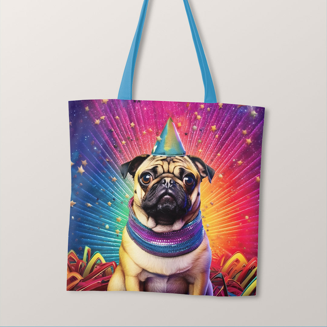 TOTE Celebrations Pug Watercolour Fabric Bag Panel TP-127