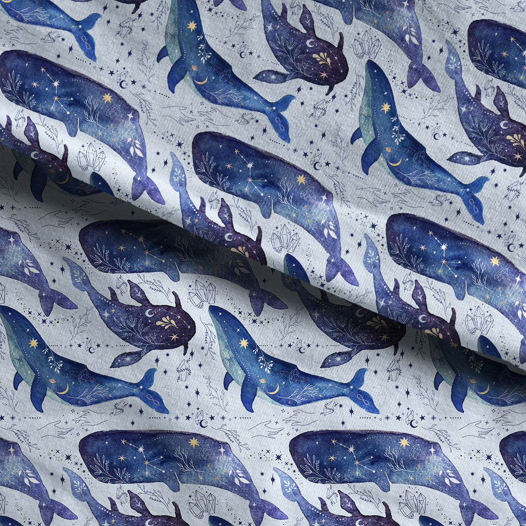 Celestial Blue Whale Fabric
