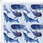 Celestial Blue Whale Fabric