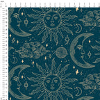 Celestial Nights Teal & Gold Fabric