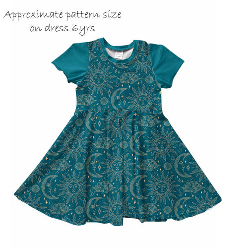 Celestial Nights Teal & Gold Fabric