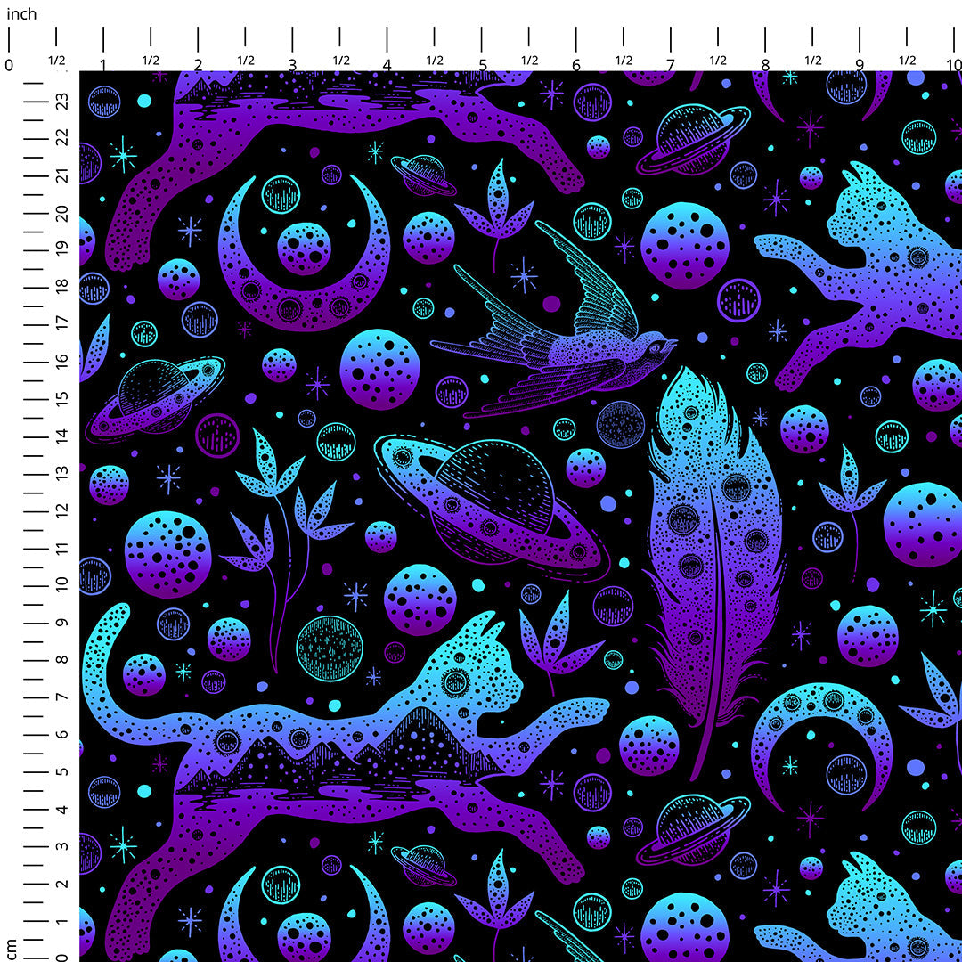 Celestial Space Cats Fabric