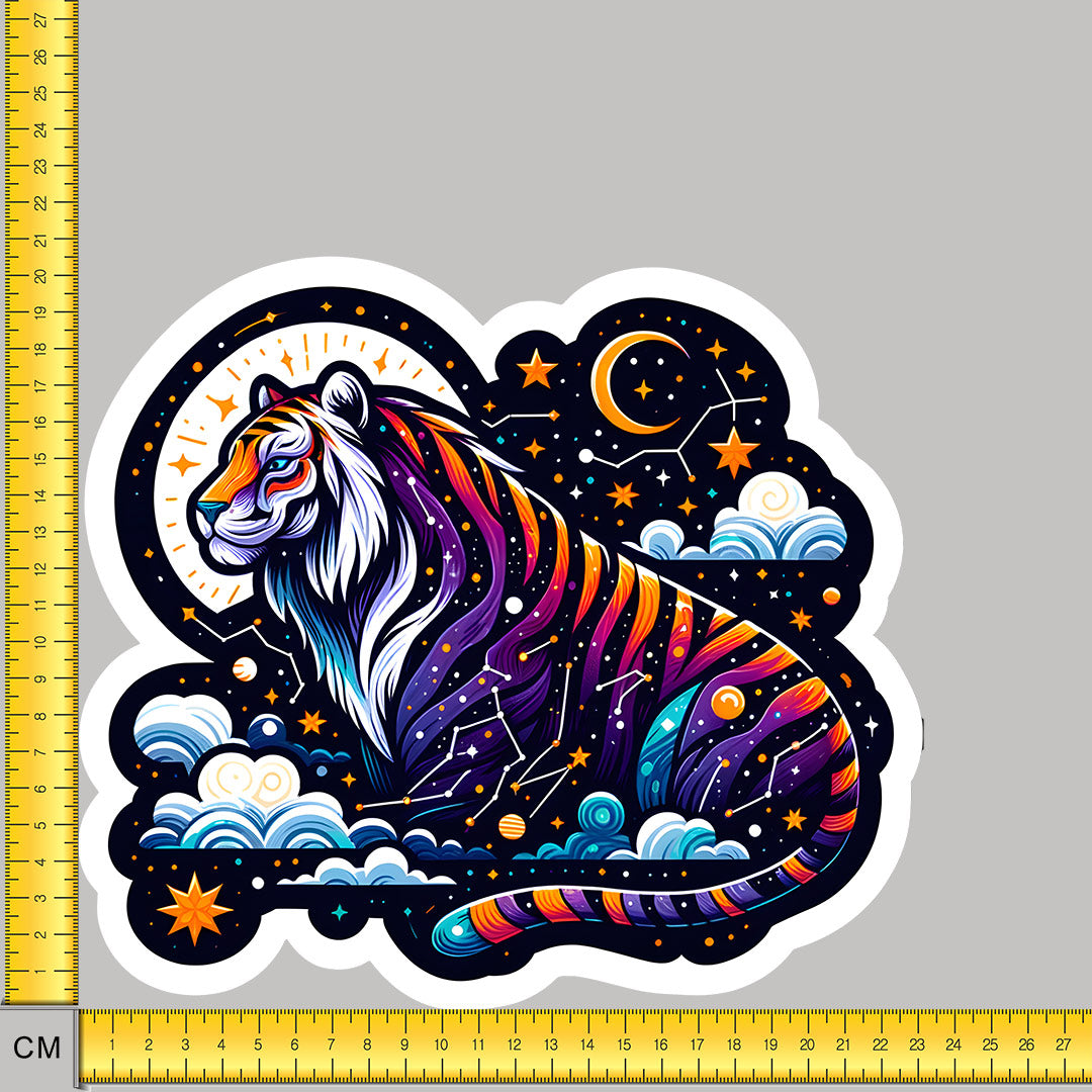 Celestial Tiger White Outlines Iron on Fabric Heat Transfer DTF-127
