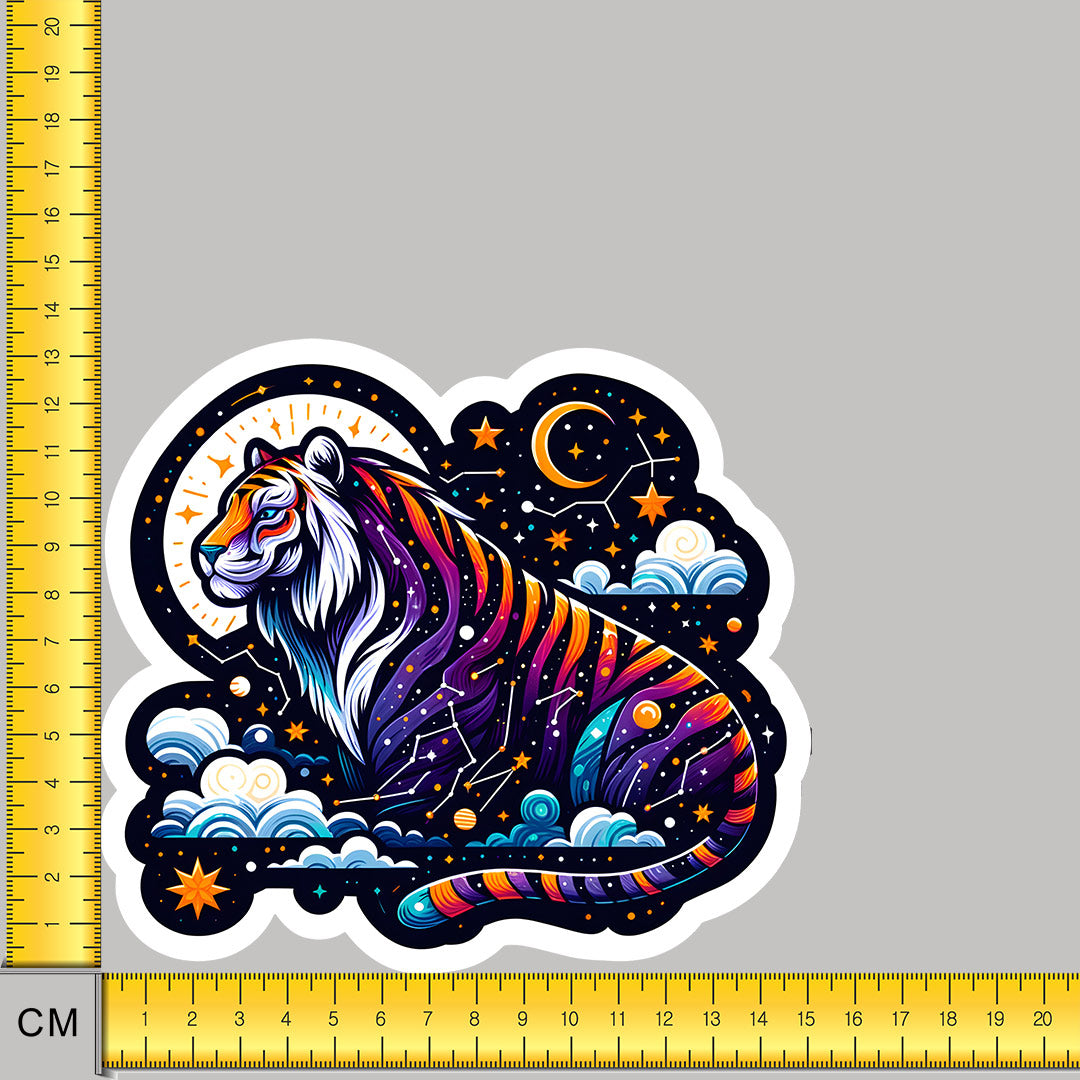 Celestial Tiger White Outlines Iron on Fabric Heat Transfer DTF-127