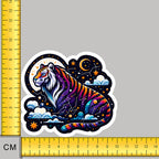 Celestial Tiger White Outlines Iron on Fabric Heat Transfer DTF-127