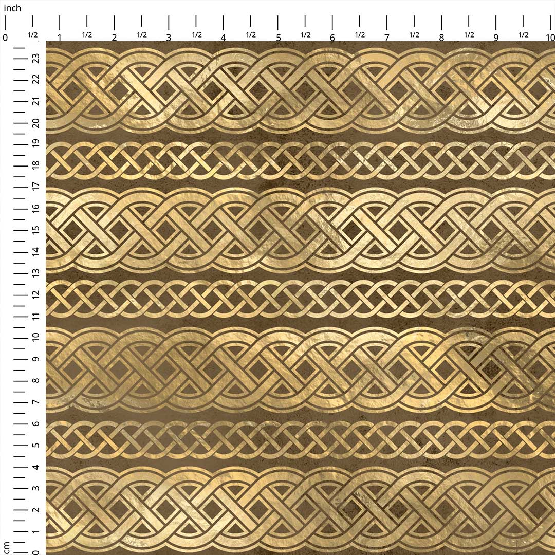 Celtic Infinity Knot Gold and Brown Fabric