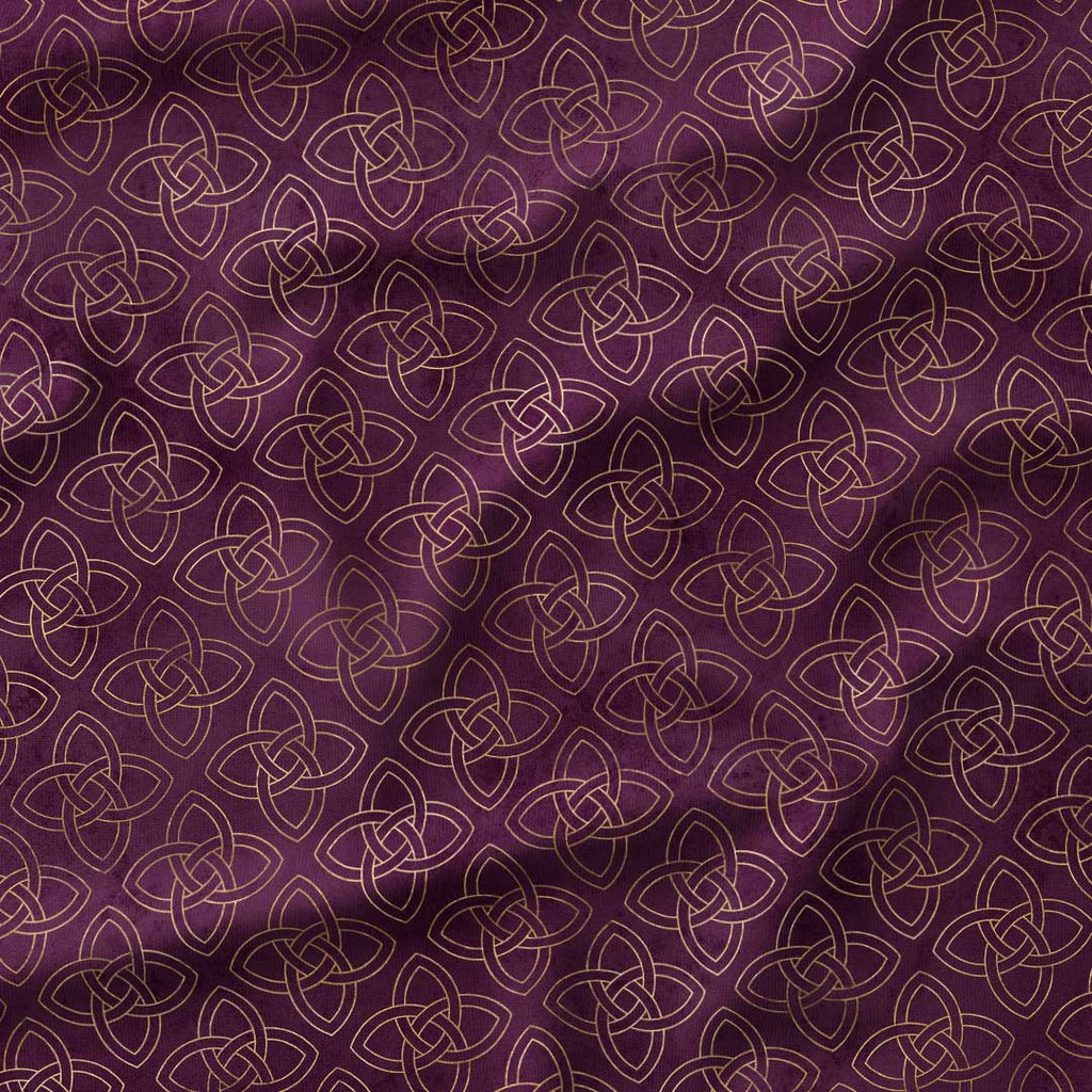 Celtic Quaternary Knot Gold and Purple Fabric