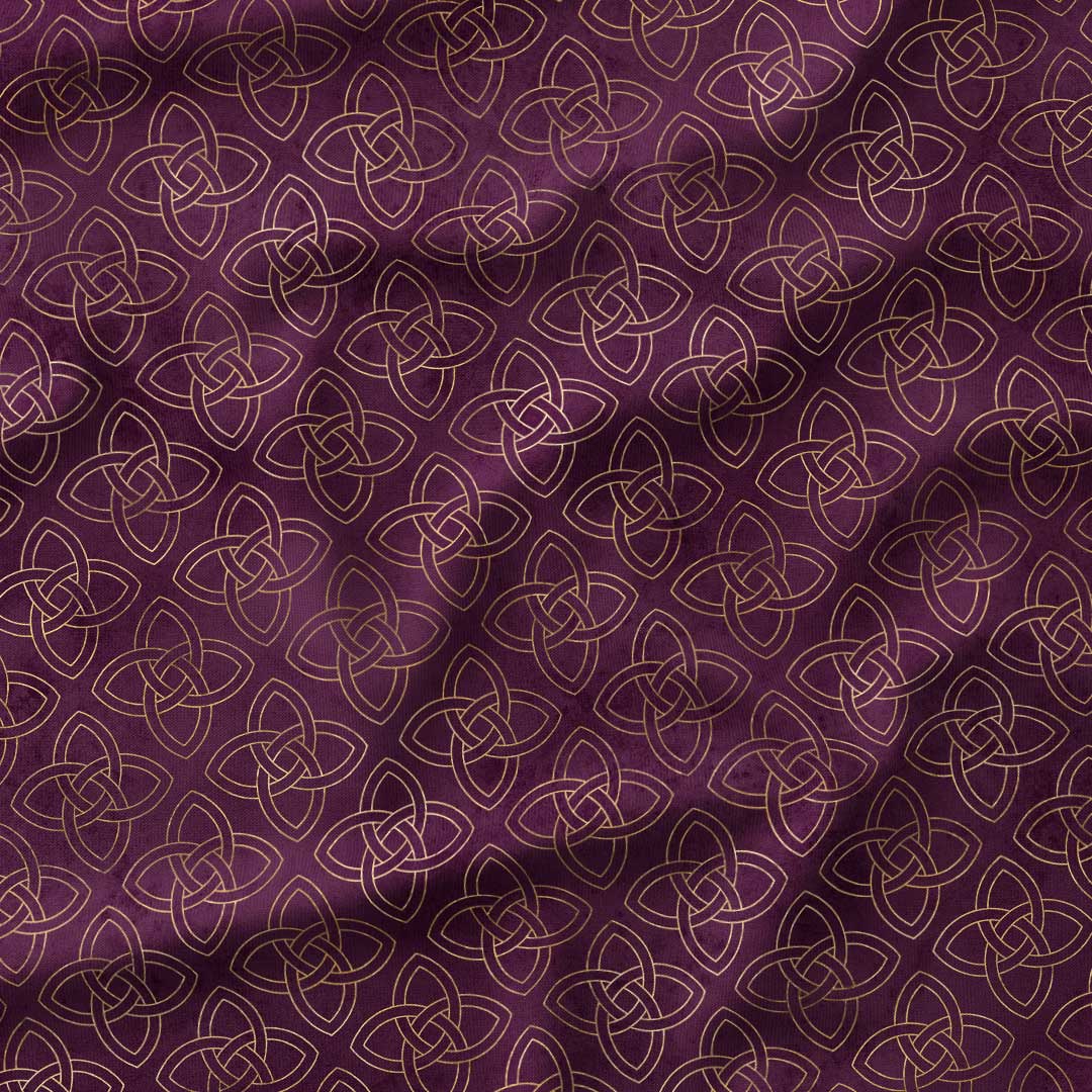 Celtic Quaternary Knot Gold and Purple Fabric