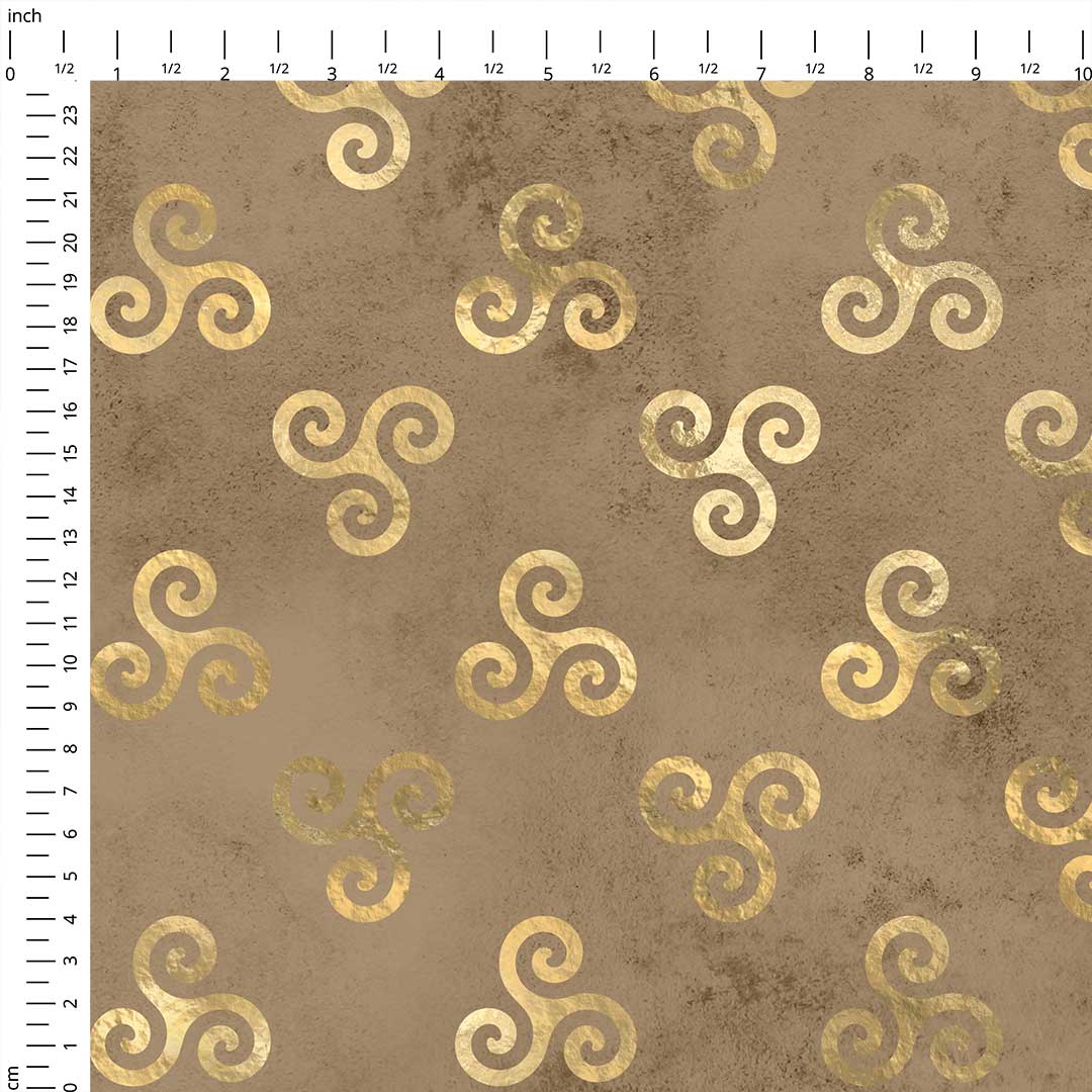 Celtic Spiral Knot Gold and Taupe Fabric