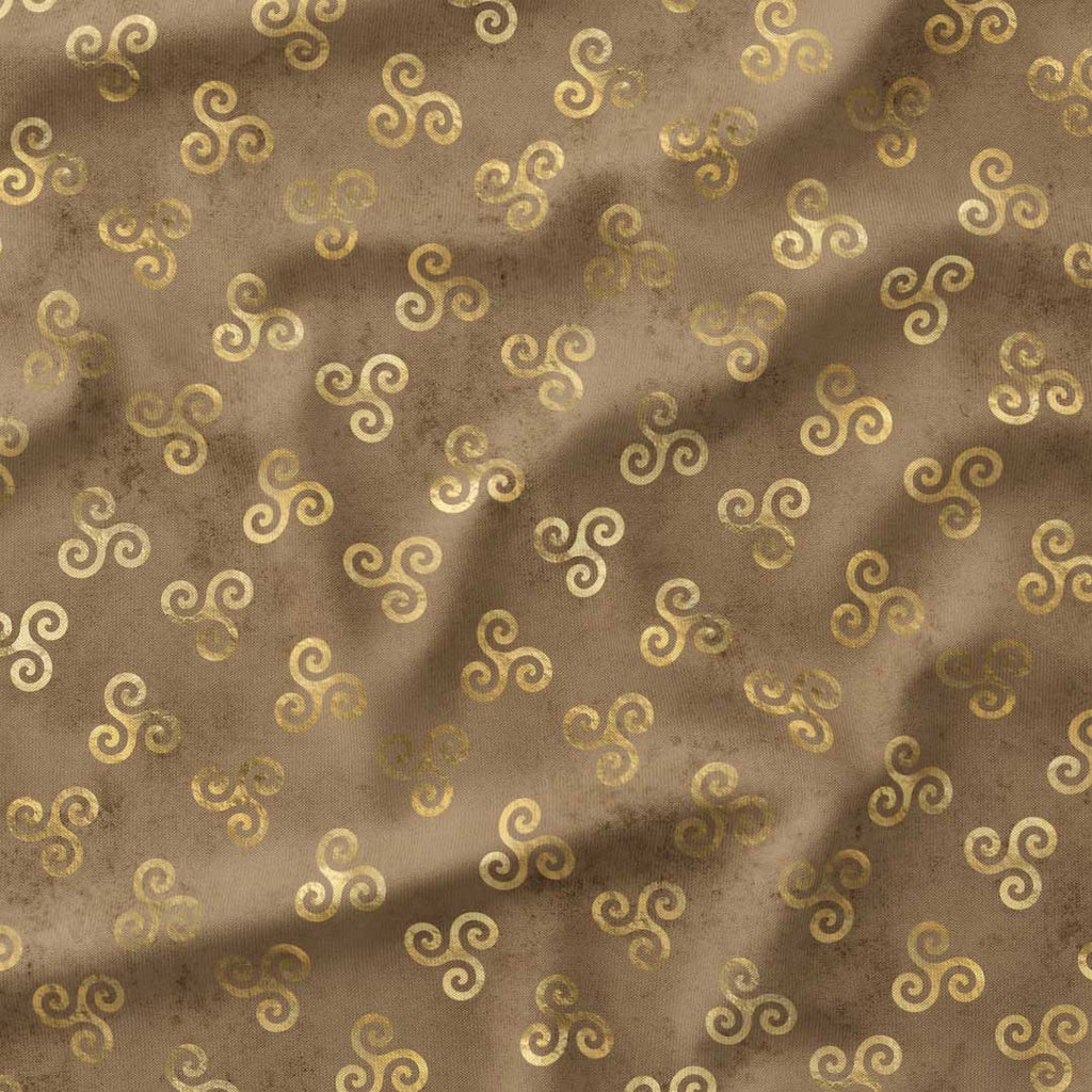 Celtic Spiral Knot Gold and Taupe Fabric