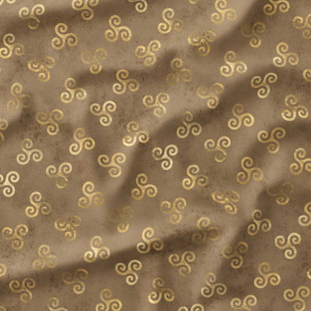 Celtic Spiral Knot Gold and Taupe Fabric