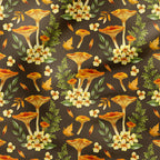 Chantarelle Mushrooms Brown Fabric
