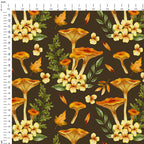 Chantarelle Mushrooms Brown Fabric