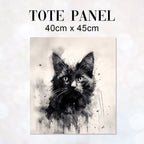 TOTE Charcoal Cat Fabric Bag Panel
