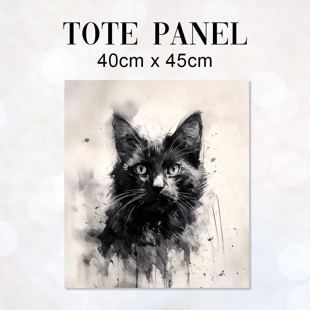 TOTE Charcoal Cat Fabric Bag Panel
