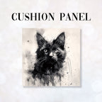 CUSHION Fabric Panel Charcoal Cat CP-1196