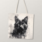 TOTE Charcoal Cat Fabric Bag Panel