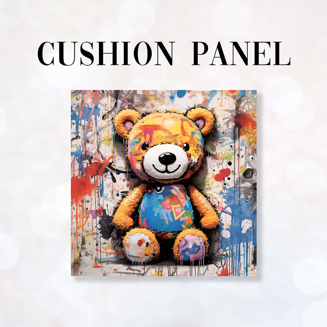 CUSHION Fabric Panel Charlie Graffiti Teddy CP-1198