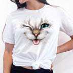 Cheeky Cat Face Iron on Fabric Heat Transfer DTF-136