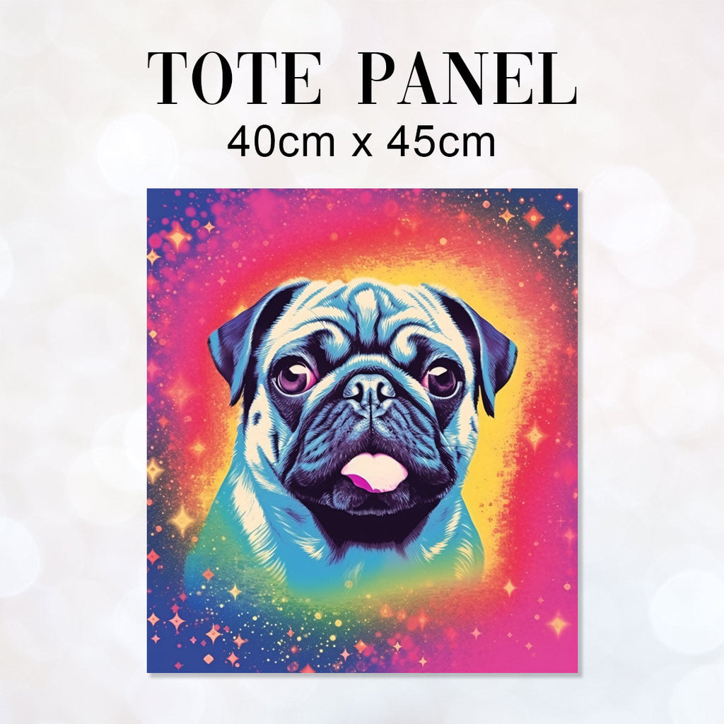 TOTE Cheeky Pug Watercolour Fabric Bag Panel TP-128