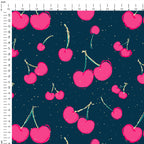 Cherries on Navy Fabric
