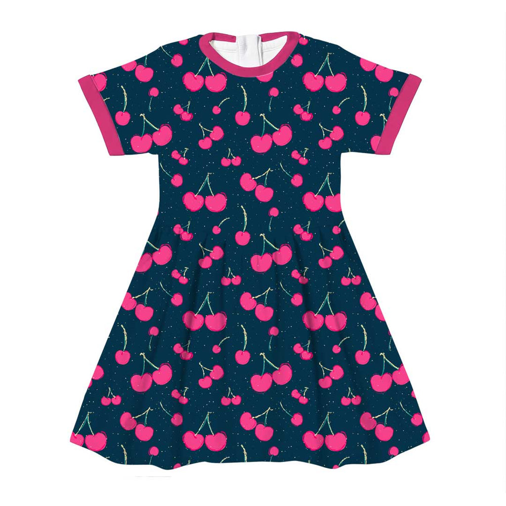 Cherries on Navy Fabric