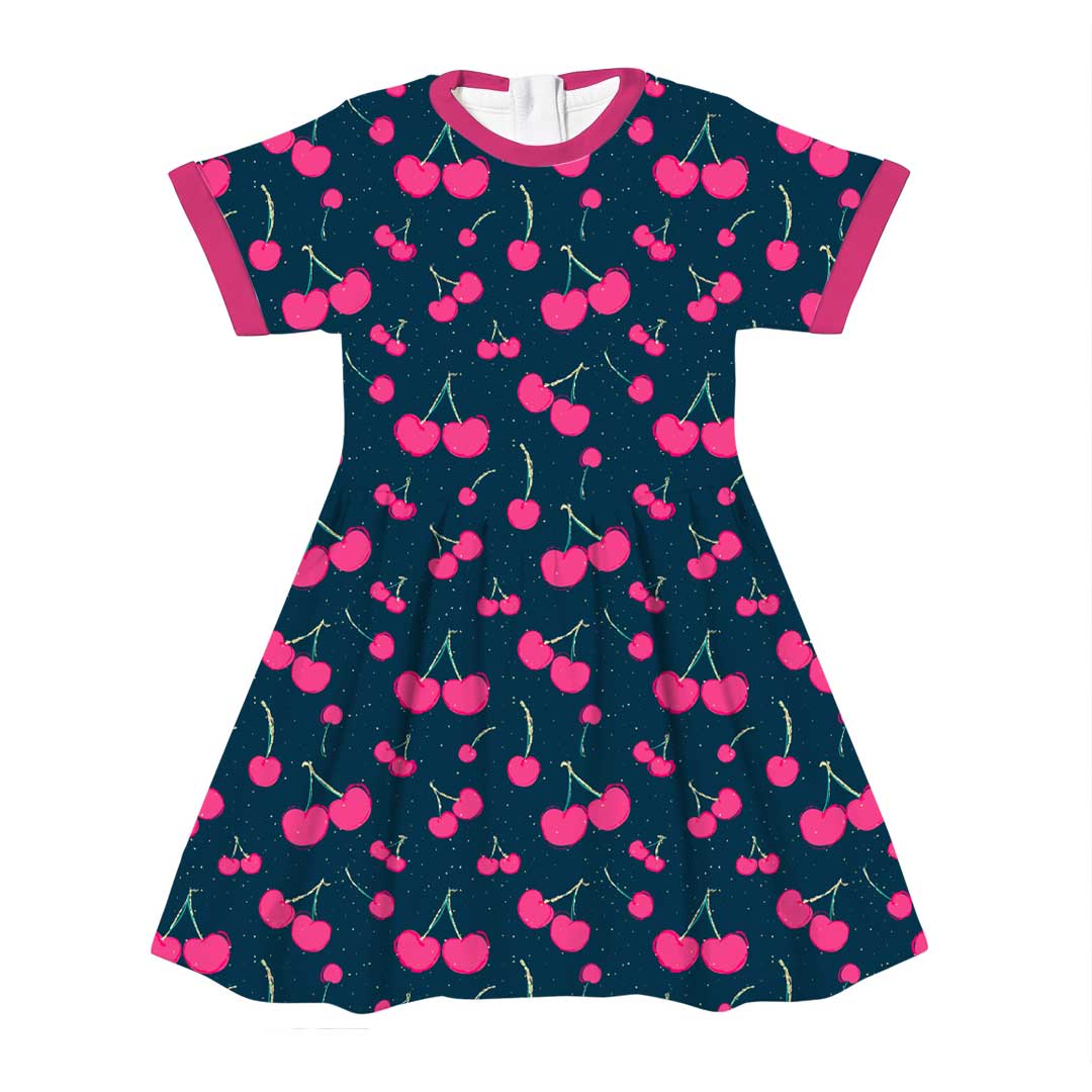 Cherries on Navy Fabric