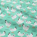 Chickens Mint Fabric