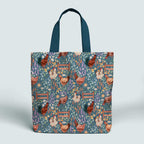 Chickens Blue Fabric
