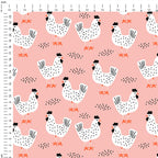 Chickens Pink Fabric