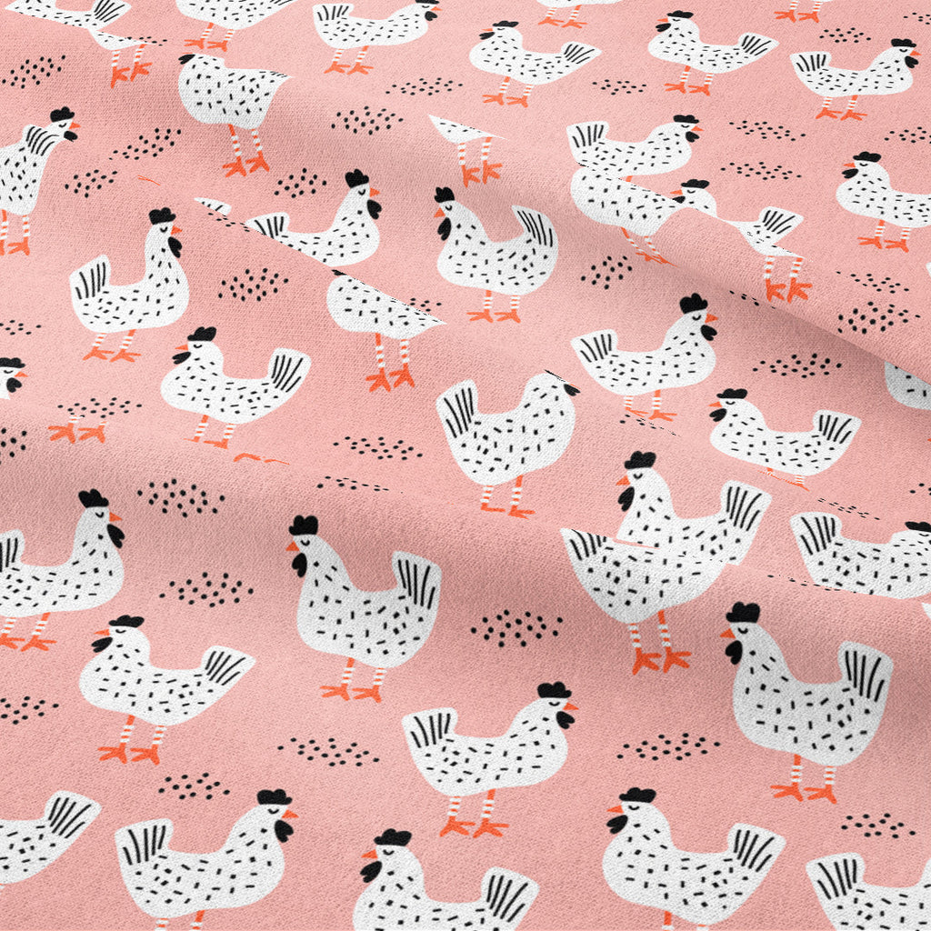 Chickens Pink Fabric