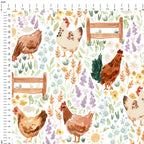 Chickens White Fabric