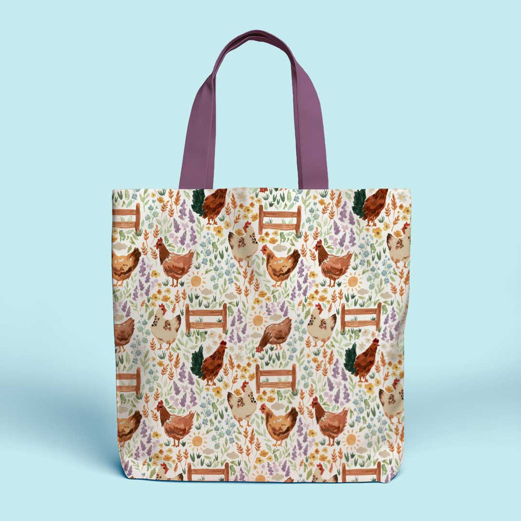 Chickens White Fabric