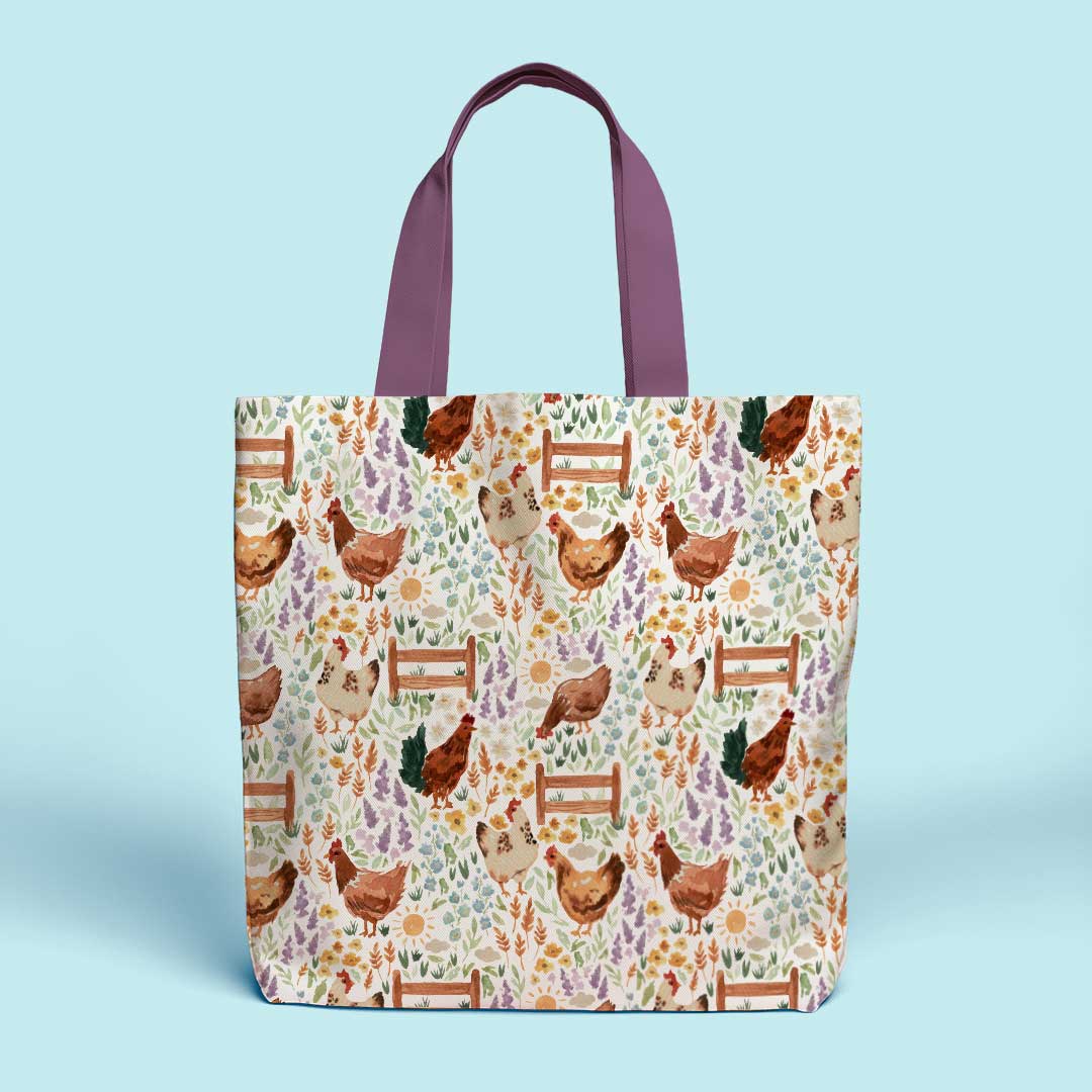 Chickens White Fabric