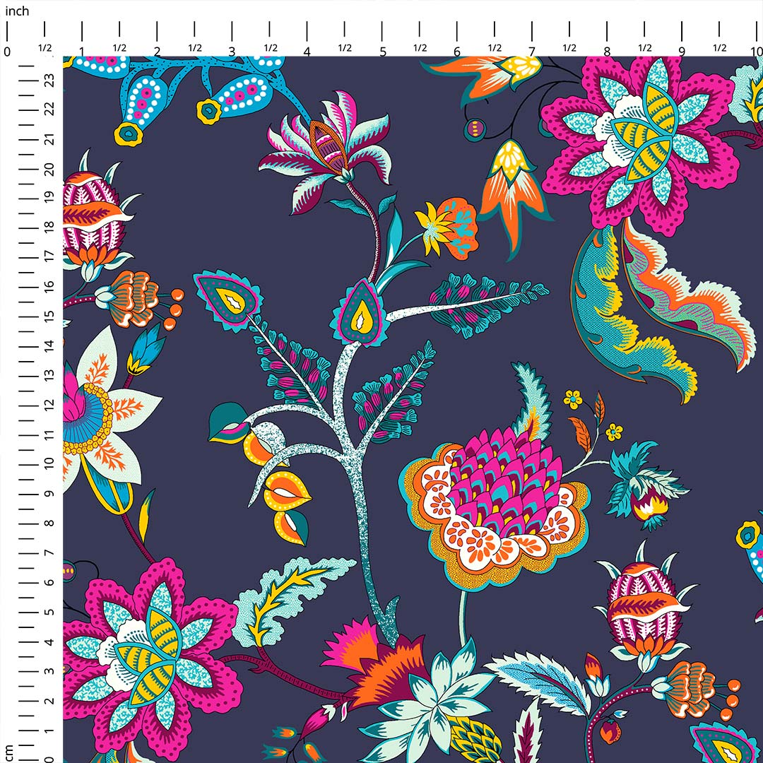 Chintz Navy Floral Fabric