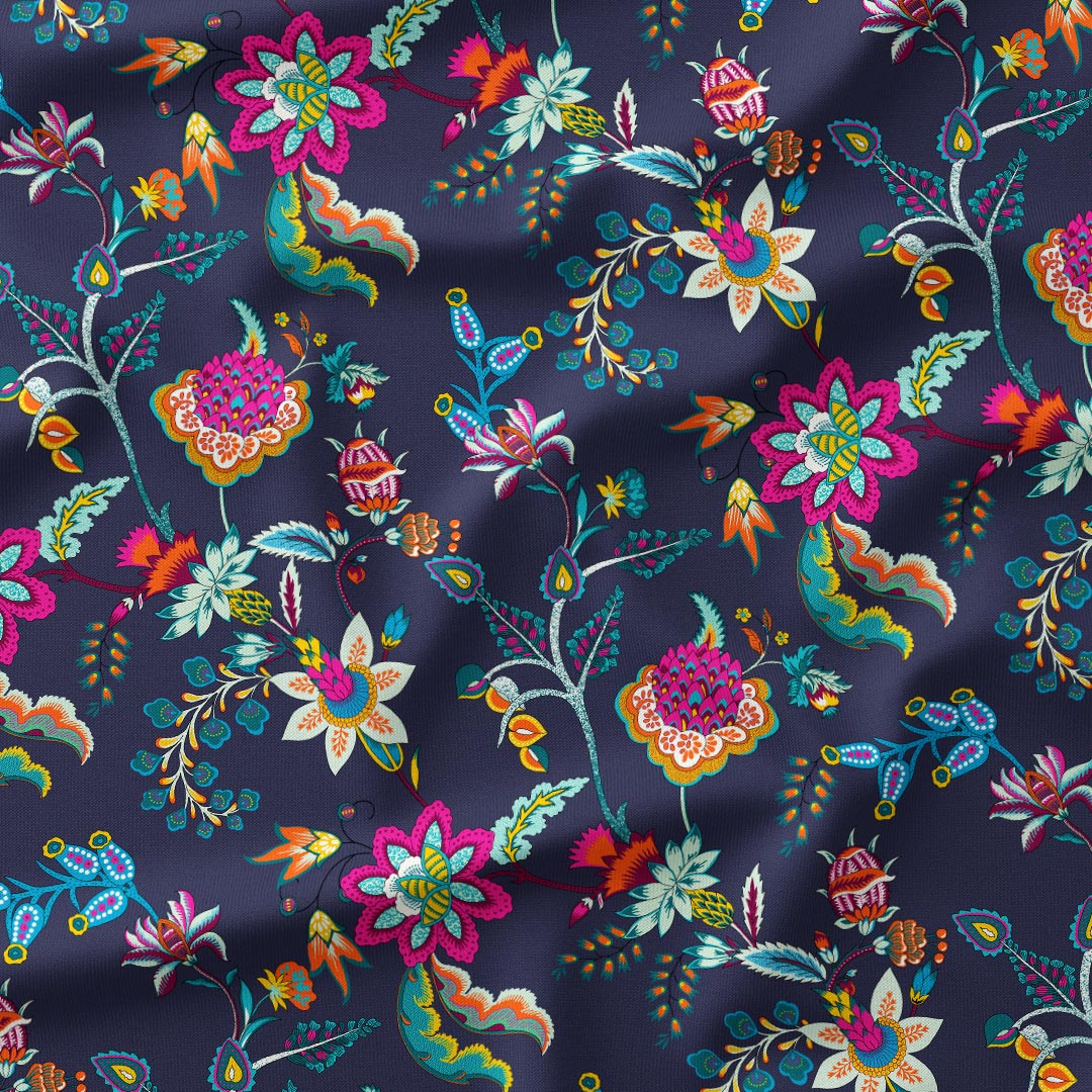 Chintz Navy Floral Fabric