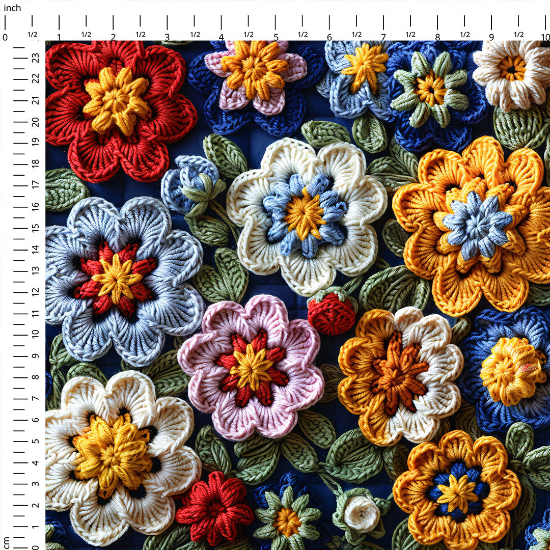 Christine Crochet Flowers Fabric