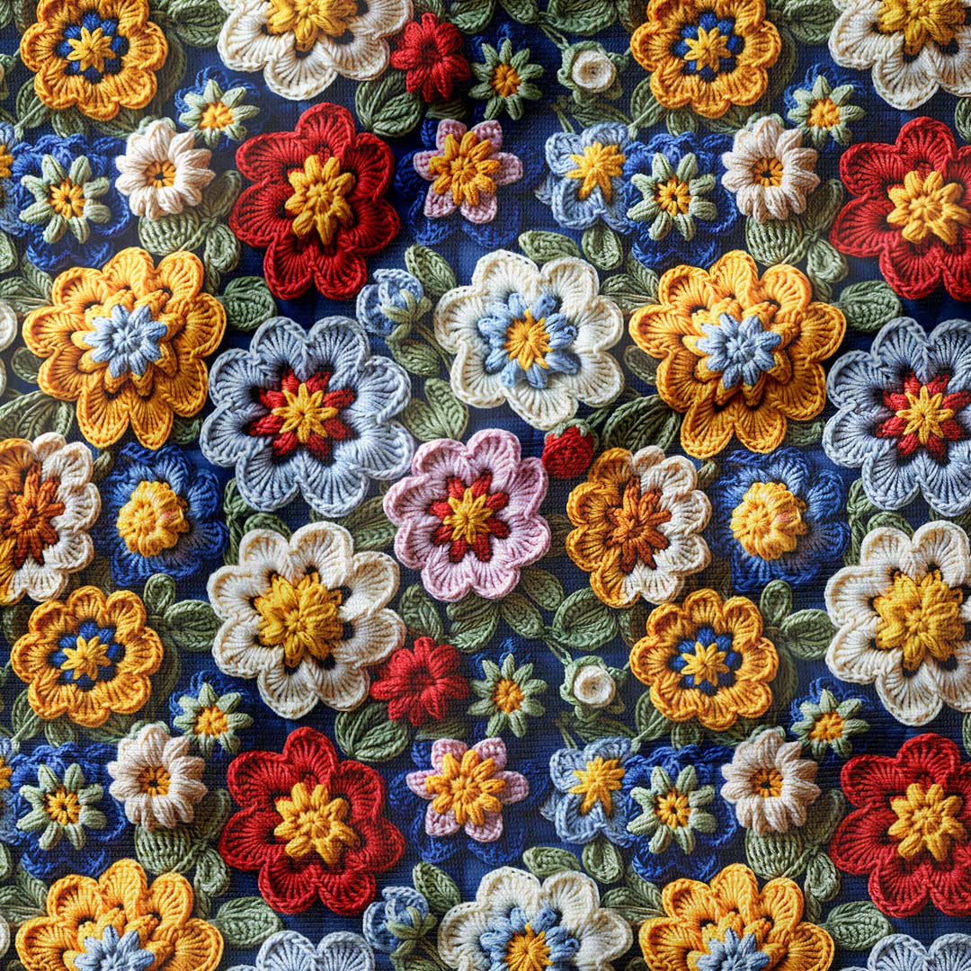Christine Crochet Flowers Fabric