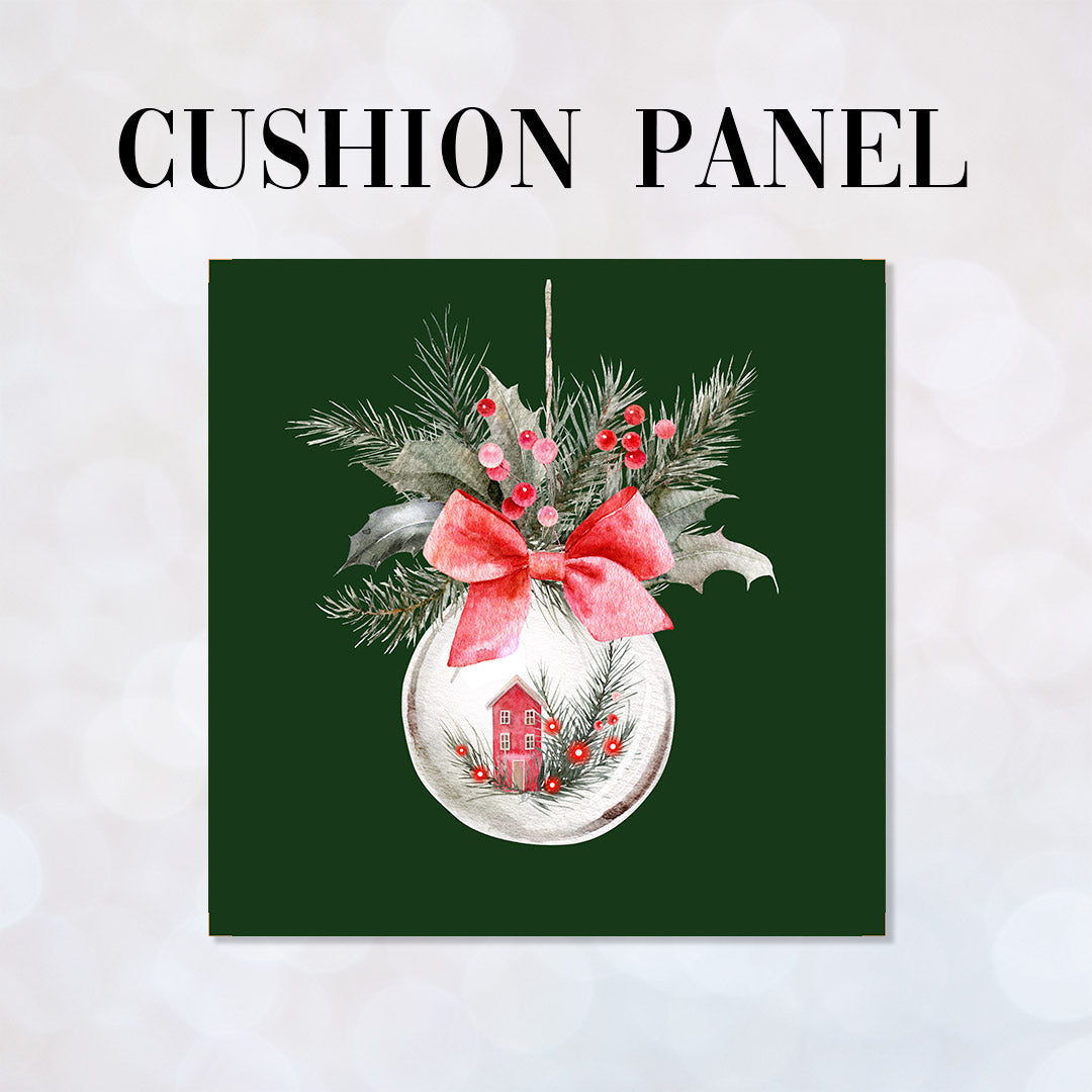 CUSHION Panel Christmas Bauble 2 Green CP-757