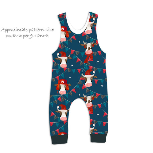 Christmas Bulls Navy Fabric