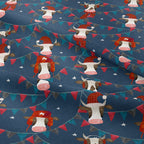 Christmas Bulls Navy Fabric