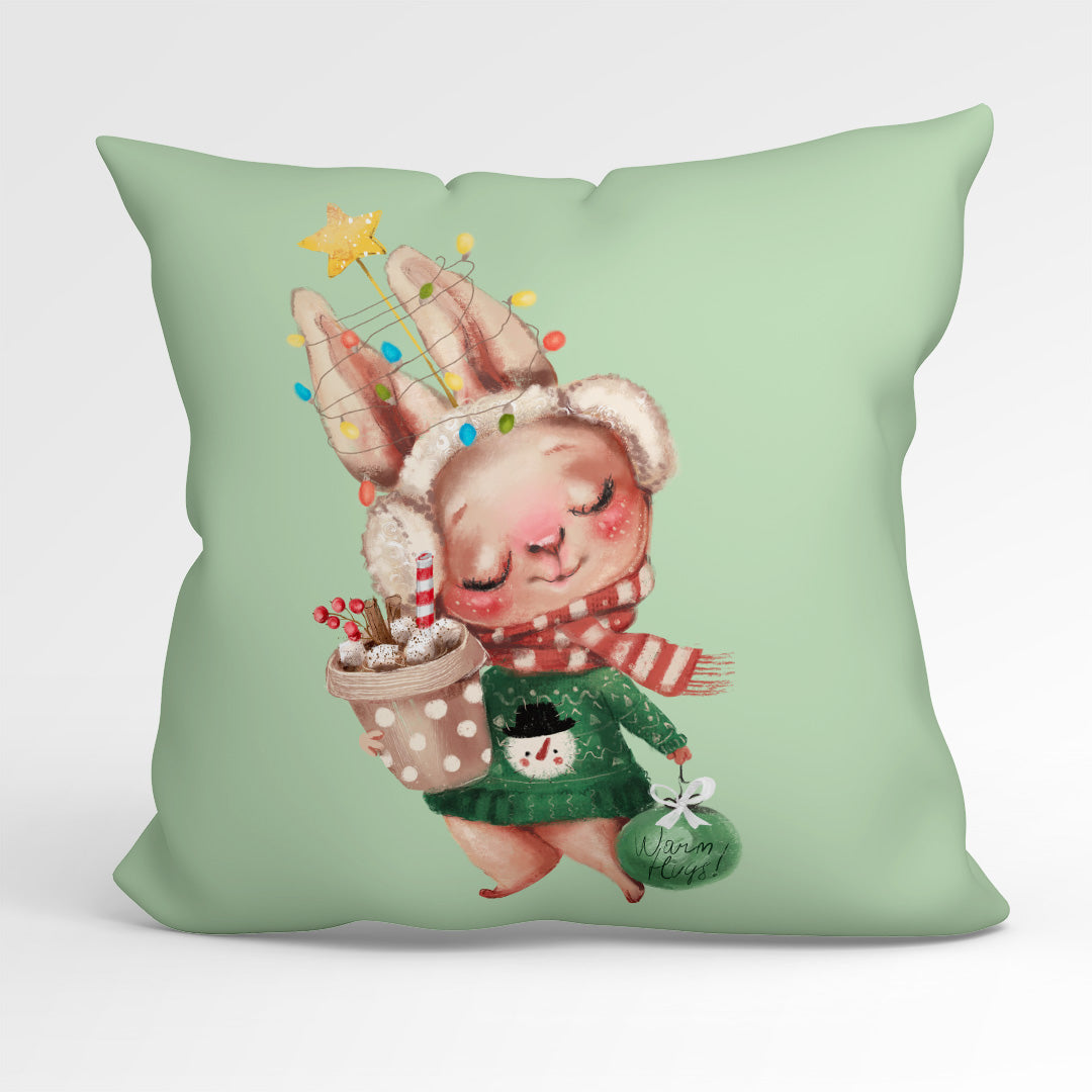 CUSHION Fabric Panel Christmas Bunny CP-1203