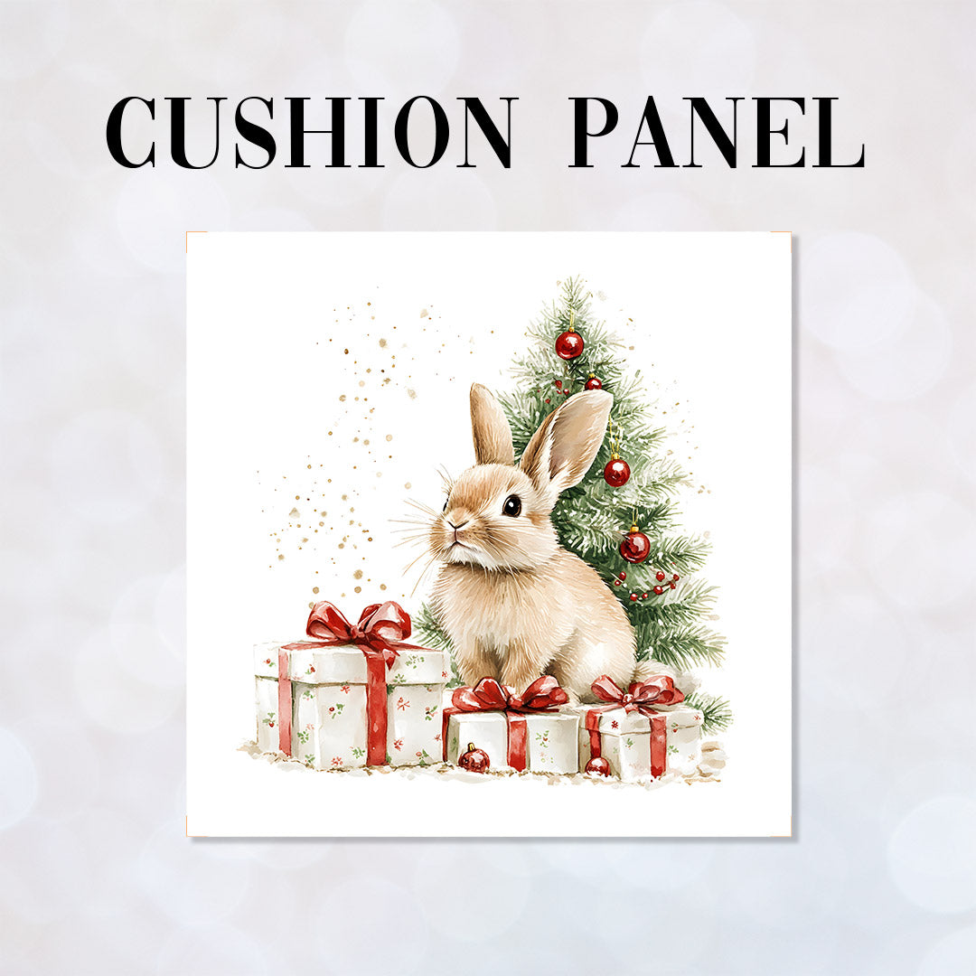 CUSHION Panel Christmas Bunny White CP-766