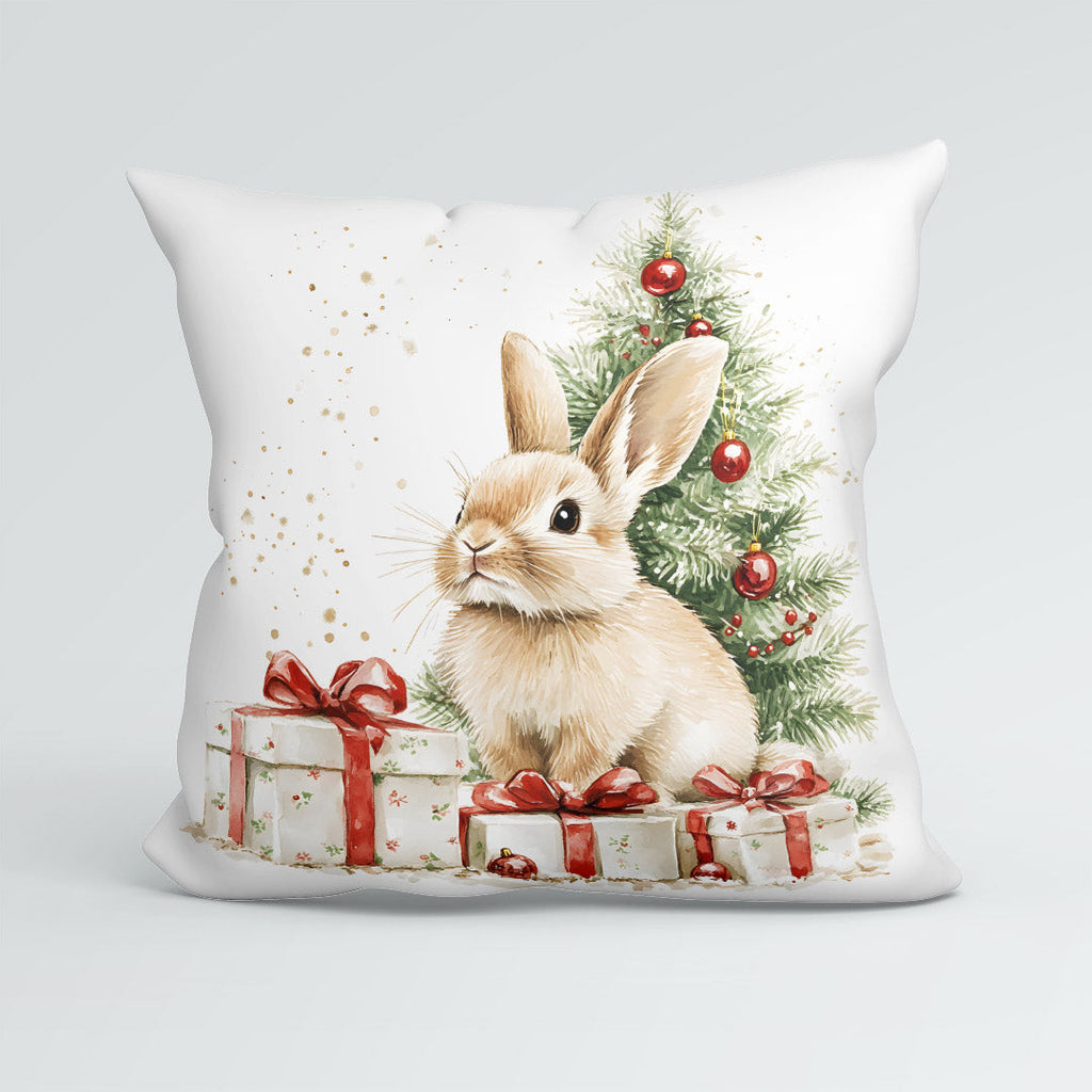 CUSHION Panel Christmas Bunny White CP-766