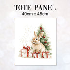 TOTE Panel Christmas Bunny White TP-814