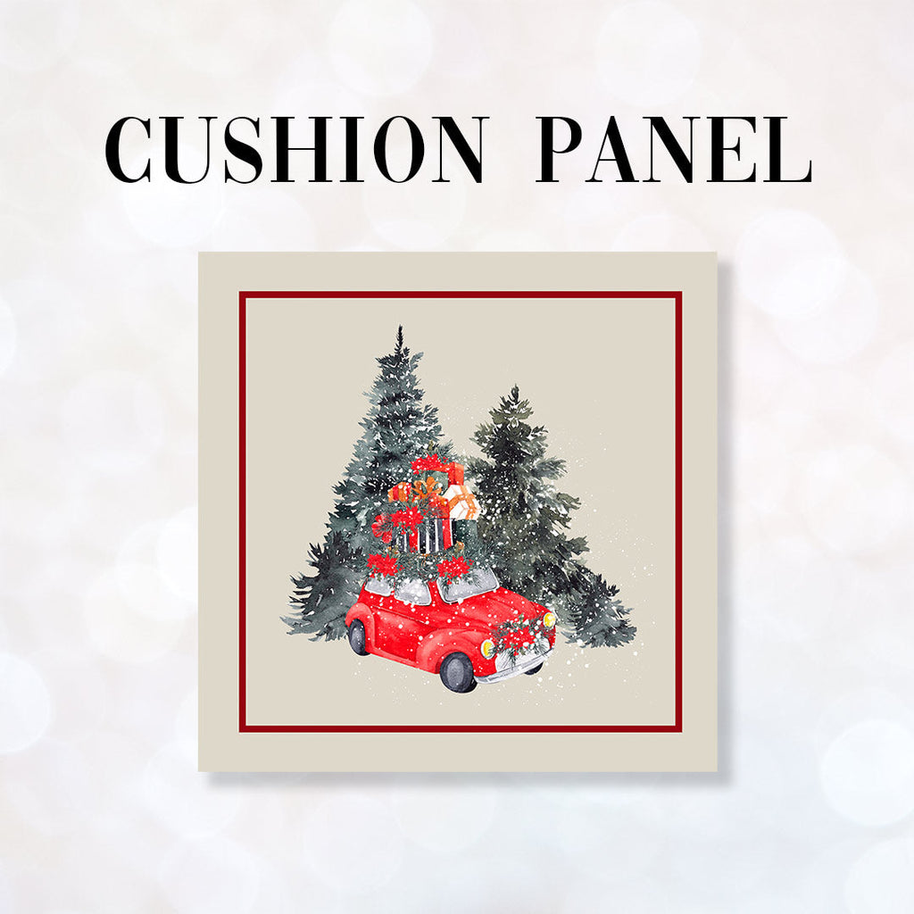CUSHION Fabric Panel Christmas Car CP-1205