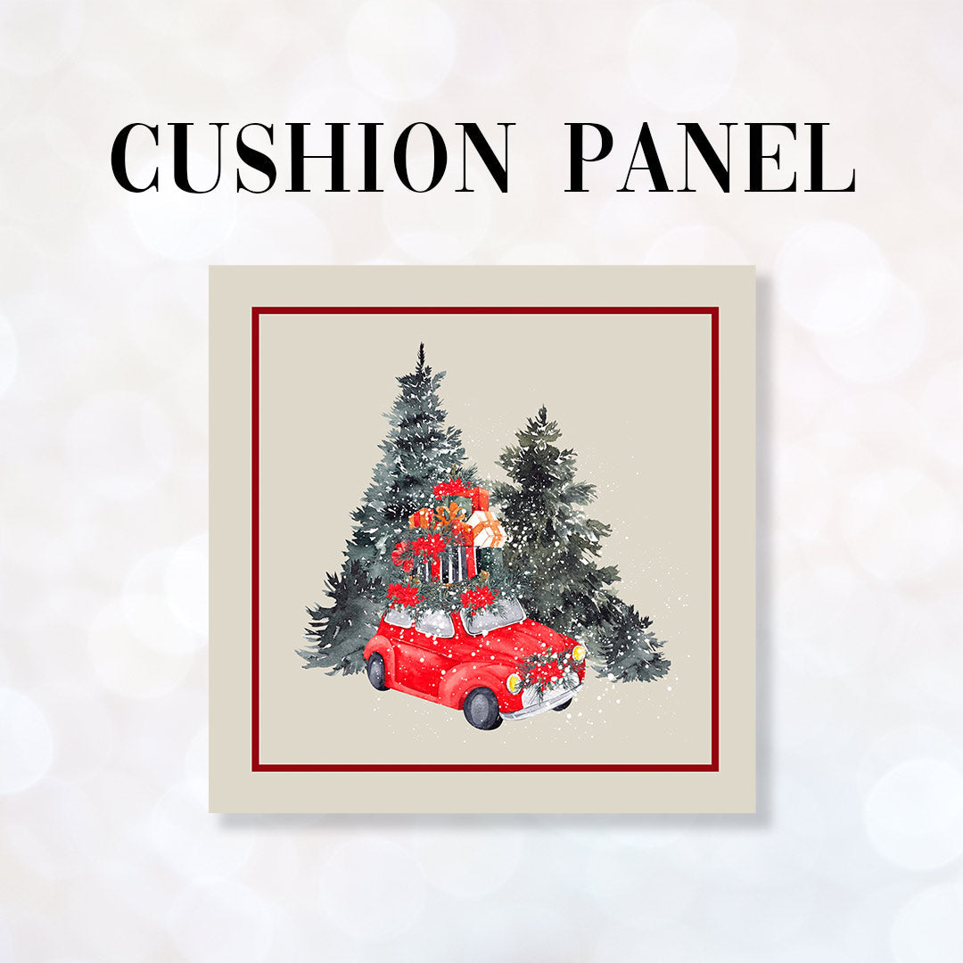 CUSHION Fabric Panel Christmas Car CP-1205